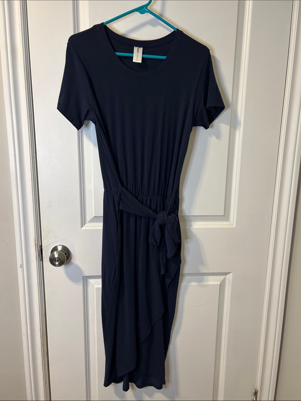 Smash + Tess Navy Short-Sleeve Tie-Waist Midi Dress